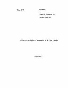 A Note  on  the  Robust  Computation ... Research  Supported  By: Bertsekas,  D.P. May,  1997