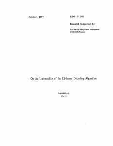 On  the  Universality  of  the ... October,  1997 Research  Supported  By: