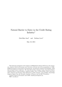 Natural Barrier to Entry in the Credit Rating Industry 1 Doh-Shin Jeon