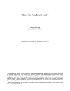 Why are Most Firms Privately Held? Joan Farre-Mensa