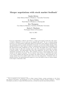 Merger negotiations with stock market feedback