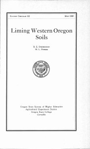 Liming Western Oregon Soils Oregon State System of Higher Education Agricultural Experiment Station