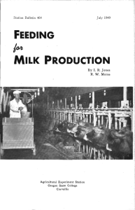 MILK PRODUCTION FEEDING je4 By I. R. Jones