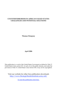 COUNTERTERRORISM IN AFRICAN FAILED STATES: CHALLENGES AND POTENTIAL SOLUTIONS Thomas Dempsey April 2006