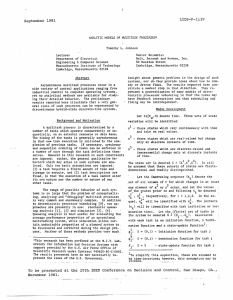 September  1981 LIDS-P-1139 ANALYTIC MODELS OF MULTITASK PROCESSES* Timothy  L. Johnson