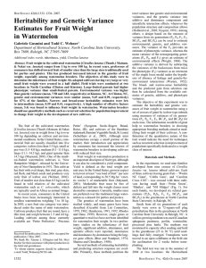 Heritability and Genetic Variance Estimates for Fruit Weight in Watermelon