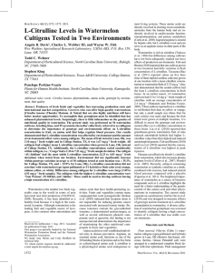 L-Citrulline Levels in Watermelon Cultigens Tested in Two Environments