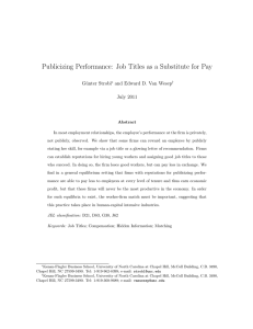 Publicizing Performance: Job Titles as a Substitute for Pay G¨ unter Strobl