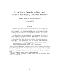 Should Credit Remarks be Forgotten? Evidence from Legally Mandated Removal Marieke Bos