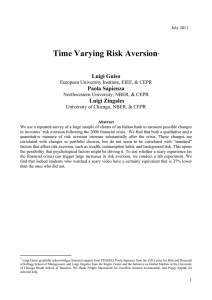 Time Varying Risk Aversion  Luigi Guiso Paola Sapienza