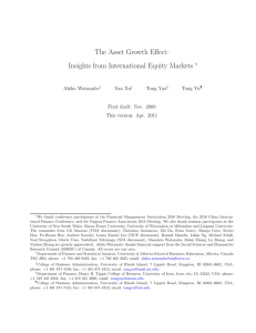 The Asset Growth Effect: Insights from International Equity Markets ∗ Akiko Watanabe