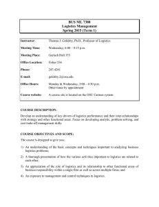 BUS ML 7380 Logistics Management Spring 2015 (Term 1)