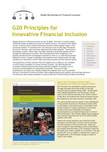 G20 Principles for Innovative Financial Inclusion Global Partnership for Financial Inclusion