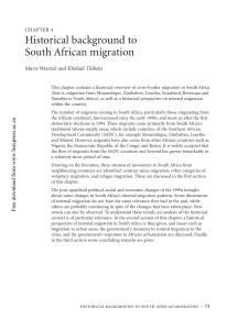Historical background to South African migration Marie Wentzel and Kholadi Tlabela CHAPTER 4