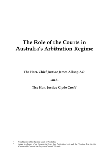 The Role of the Courts in Australia’s Arbitration Regime