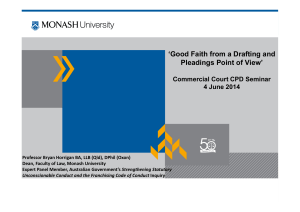 ‘Good Faith from a Drafting and Pleadings Point of View’