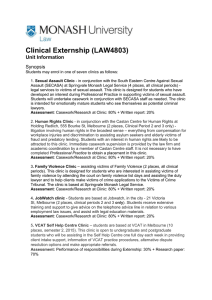 Clinical Externship (LAW4803) Unit Information Synopsis