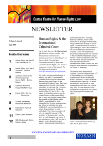 Human Rights &amp; the International Criminal Court Inside this Issue