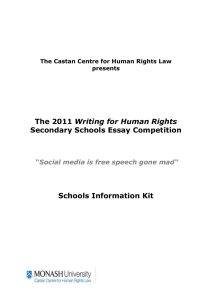 Writing for Human Rights Secondary Schools Essay Competition Schools Information Kit