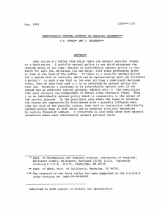 May, 1984 LIDS-P- 1372 INDIVIDUALLY OPTIMAL ROUTING IN PARALLEL  SYSTEMS***