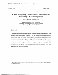 A  New  Frequency  Distribution  Architecture ... Wavelength  Division  Systems