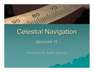 Celestial Navigation Session II Presented by Ralph Naranjo