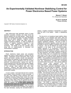 An Experimentally Validated Nonlinear Stabilizing Control for 981255 Steven F. Glover