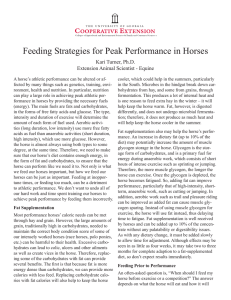 Feeding Strategies for Peak Performance in Horses Kari Turner, Ph.D.