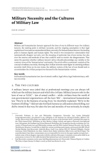 Military Necessity and the Cultures of Military Law Abstract