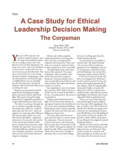 Y A Case Study for Ethical Leadership Decision Making The Corpsman