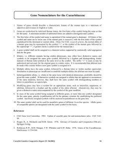 Gene Nomenclature for the Cucurbitaceae  GENE NOMENCLATURE FOR THE CUCURBITACEAE