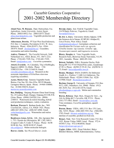 2001-2002 Membership Directory Cucurbit Genetics Cooperative