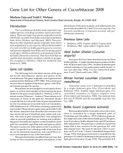 Gene List for Other Genera of Cucurbitaceae 2008 Introduction