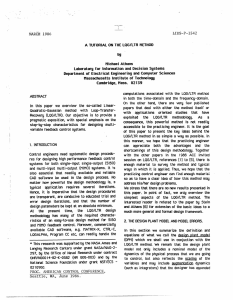 LIDS-P--1542 MARCH  1986 A ON  THE  LQG/LTR  METHOD