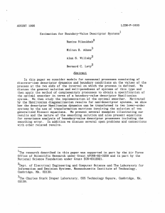 AUGUST  1986 LIDS-P-1600 Estimation for  Boundary-Value  Descriptor  Systems