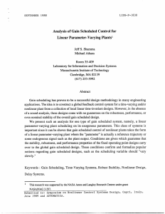 Analysis  of Gain Scheduled  Control for Linear Parameter-Varying Plants'