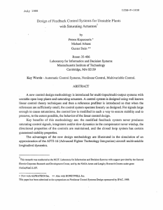 Design of Feedback  Control  Systems  for Unstable ... with  Saturating Actuators' by Petros Kapasouris  *