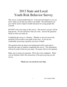 2013 State and Local Youth Risk Behavior Survey