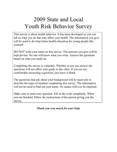 2009 State and Local Youth Risk Behavior Survey