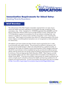 Immunization Requirements for School Entry: Assisting Parents/Guardians Brief Overview