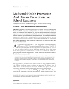 Medicaid: Health Promotion And Disease Prevention For School Readiness