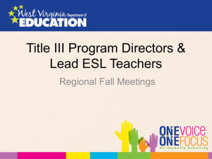 Title III Program Directors &amp; Lead ESL Teachers Regional Fall Meetings