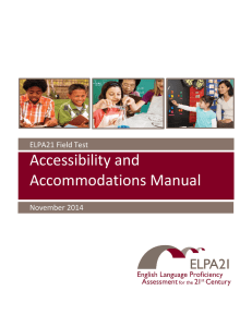 Accessibility and Accommodations Manual ELPA21 Field Test