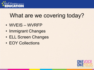 What are we covering today? • WVEIS – WVRFP • Immigrant Changes