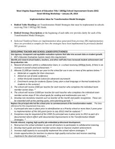 West Virginia Department of Education Title I 1003(g) School Improvement... Grant Writing Workshop – January 29, 2014