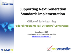 Supporting Next Generation Standards implementation Office of Early Learning