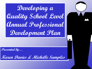 Developing a Quality School Level Annual Professional Development Plan