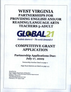 WEST VIRGINIA COMPETITIVE GRANT APPLICATION PARTNERSHIPS FOR