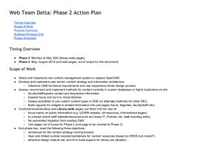 Web Team Delta: Phase 2 Action Plan Timing Overview Scope of Work
