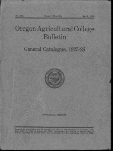Bulletin Oregon Agricultural College General Catalogue, 1925-26 Issued Monthly